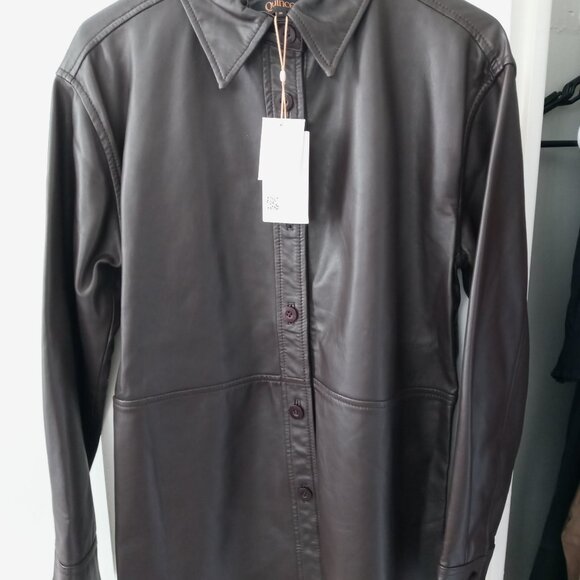 NWT Quince 100% Leather Shirt Jacket. Small. Brown. $180. Perfect condition. - Picture 5 of 16